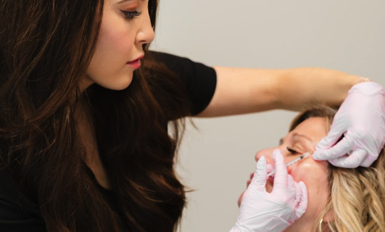 Woman getting filler on her face